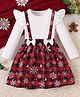 Fashion Dream Cotton Blend Full Sleeves Bow Applique Detailed Trees Printed & Checked Dress - White