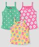 Babyhug 100% Cotton Knit Singlet Sleeves Slips with Floral & Polka Dot Prints Pack of 3- Pink Yellow & Green