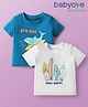 Babyoye 100% Cotton Knit With Eco Jiva Finish Beach Theme Printed Half Sleeves T-Shirts Pack of 2 - Blue & White