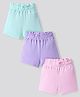 Bonfino 100% Cotton Knit Above Knee Length Solid Shorts Pack of 3 - Lavender Blue & Pink