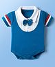 Babyoye 100% Cotton Eco Jiva Finish Knit Half Sleeves Onesies With Attached Bow   - Blue