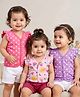 Babyhug 100% Cotton Interlock Knit Front Open Half Sleeves jhablas With Polka Dots & Heart Print Pack Of 3 - Pink & Purple