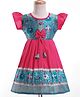 Bhartiya Paridhan Silk Half Sleeves Printed Ethnic Dress - Pink