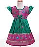 Bhartiya Paridhan Silk Woven Half Sleeves Ethnic Dress with Animal & Bird Design - Pink & Dark Green