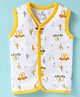 Child World Interlock Knit Sleeveless Jhablas With Vehicle Print - Yellow