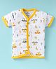 Child World Interlock Knit Half Sleeves Jhabla With Vehicle Print - Yellow