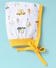 Child World Interlock Knit Cap With Knot Vehicle Print Yellow - Diameter 10.5 cm