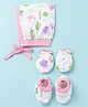 Child World Interlock Knit Cap, Mitten & Booties Set with Sea Life Print Pink - Diameter 11.5 cm