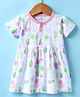 Child World Interlock Knit Half Sleeves Frock With Sea Life Print - Pink & White