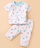 Child World Interlock Knit Half Sleeves Co-Ord Nightsuit with Sea Life Theme Print - White & Light Blue