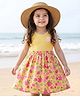 Babyhug Cotton Knit Sleeveless Frock with Floral Print & Patch - Yellow