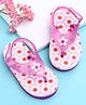 Babyoye Velcro Closure Flip Flops with Floral Applique & Print - Pink