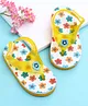 Babyoye Velcro Closure Flip Flops with Floral Applique & Print - White & Yellow