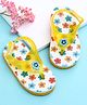 Babyoye Velcro Closure Flip Flops with Floral Applique & Print - White & Yellow