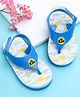 Babyoye Velcro Closure Flip Flops with Heart Applique - Blue