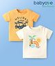 Babyoye Eco Conscious 100% Cotton Knit Half Sleeves T-Shirts with Beach Theme Print Pack of 2 - Orange & White