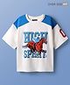 Pine Kids Cotton Knit T-Shirt With Half Raglan Sleeves & High Spirit Text Print - White