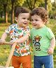 Babyoye 100% Cotton Knit Half Sleeves T-Shirts With Animal & Vehicle Print Pack Of 2 - White & Light Green