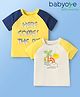 Babyoye 100% Cotton Half Raglan Sleeves T-Shirts with Here Comes The Sun Text Print Pack of 2 - Yellow & White