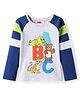 Babyhug Cotton Knit Full Raglan Sleeves T-Shirt With Animal & Alphabet Print - Light Grey & Navy Blue