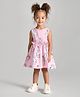Bonfino 100% Cotton Knit Sleeveless Frock With Unicorn Print - Pink