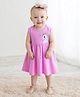Bonfino 100% Cotton Knit Sleeveless Dress With Unicorn Embroidery & Bloomer - Pink