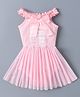 Mark & Mia Cotton Knit Sleeveless Frockstyle Onesie with Bow and Frill Detailing - Pink