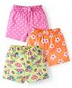 Babyhug Single Jersey Knit Mid Thigh Shorts Floral Print Pack of 3 - Pink Yellow & Orange