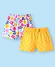 Babyhug Single Jersey Knit Mid Thigh Shorts with Polka Dot & Floral Print Pack of 2 - Yellow & White