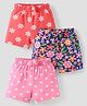 Babyhug Single Jersey Knit Mid Thigh Shorts Floral Print Pack of 3 - Pink Navy & Orange