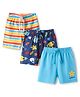 Babyhug Single Jersey Knit Mid Thigh Shorts With Space Theme Print Pack of 3 - Multicolor