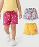 Babyhug Single Jersey Knit Mid Thigh Shorts Floral Print Pack of 3 - Dark Pink Yellow & White