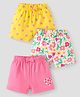 Babyhug Single Jersey Knit Mid Thigh Shorts with Polka Dot Floral Print & Bow Applique Pack of 3 - Pink & White