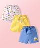 Babyhug Single Jersey Knit Mid Thigh Shorts with Stripes & Car Print Pack of 3 - Blue Yellow & White