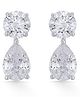 Nipura Sterling Silver Cubic Zircon Ear Hangings with Circular & drop Shaped Stones
