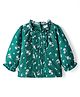 Babyhug Woven Full Sleeves Floral Printed Top with Frill Detailing - Green