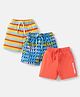 Babyhug Cotton Single Jersey Knit Mid Thigh Shorts with Text Print & Stripes Pack of 3 - Orange Yellow & Blue