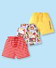 Babyhug Cotton Single Jersey Knit Mid Thigh Striped Shorts with Text & Adventure Theme Print Pack of 3 - Yellow White & Red
