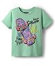 Pine Kids Cotton Knit Half Sleeves T-Shirt With Skate Theme Print - Mint