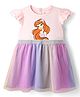 Babyhug Disney  Single Jersey Knit Frill Sleeves Frock with Disney Princess Graphics - Pink