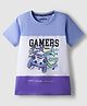 Pine Kids Cotton Knit Half Sleeves Cut & Sew T-Shirt With Gamers Text Print - White & Purple
