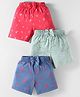 Teddy Sinker Knit Knee Length Shorts With Hearts & Star Print Pack of 3- Dark Pink