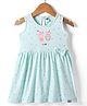 Teddy Sinker Knit Sleeveless Frock with Ice Cream Print & Bow Applique - Sea Green