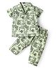 Teddy Sinker Knit Half Sleeves Night Suit with Airplane  Print - Olive Green