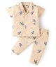 Teddy Sinker Knit Half Sleeves Night Suit with Helicopter  Print - Peach