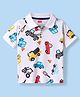 Babyhug Cotton Knit Half Sleeves Polo T-Shirt with Vehicle Print - White