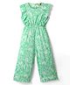 Tiara Sleeveless Frill Detailed Floral Printed Jumpsuit - Green