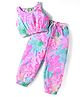 Tiara Cotton Jersey Sleeveless Floral Printed Crop Top With Coordinating Joggers - Multi Colour