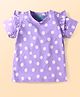 Tiara Cotton Jersey Half Sleeves Frill Detailed Polka Dots Printed Top - Purple
