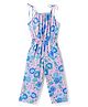 Tiara Cotton Jersey Sleeveless Floral Printed Jumpsuit - Pink & Blue